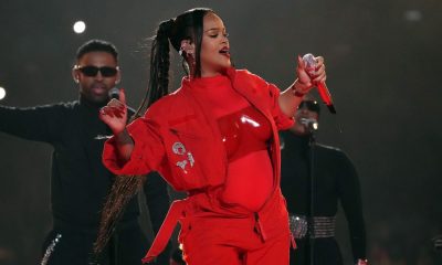 Rihanna performing at the Superbowl Halftime Show